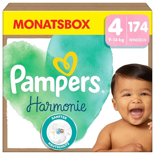 Pampers Harmonie Windeln Größe 4, 174 Windeln, 9kg-14kg, sanfter Hautschutz mit 100Prozent Pampers Schutz