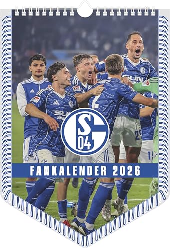 N Neumann - FC Schalke 04 2026 – Bannerkalender A3 (30x42 cm) mit 12 Monatsblättern, deutschem Kalendarium & Spiralbindung, Fußball-Wandkalender mit Spielerfotografien für Fans: Fankalender 2026