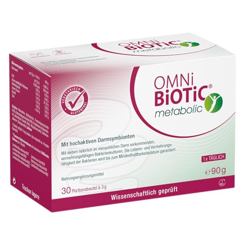 OMNi BiOTiC metabolic, 30 Portionen (90 g), 7 Bakterienstämme, 3 Mrd. Keime pro Tagesdosis, Pulver, Vegetarisch, Glutenfrei, Zur täglichen Anwendung