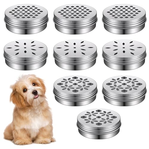 DOPENSPI 9 stück Dog Skent Arbeitsdosen,runde Boxen mit hohlen Deckeln Hundeduft-Trainingsbox 3 Muster Hundenasen-Arbeitsbehälter für Hunde drinnen und draußen, Wettbewerbe, Training, Spiel