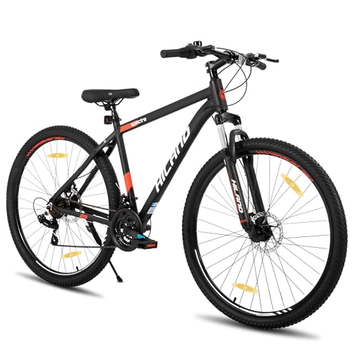 HILAND 29 Zoll Mountainbike, Aluminiumrahmen 21 Gang Schaltung MTB mit Scheibenbremse Federgabel, Mountainbike für Männer Schwarz