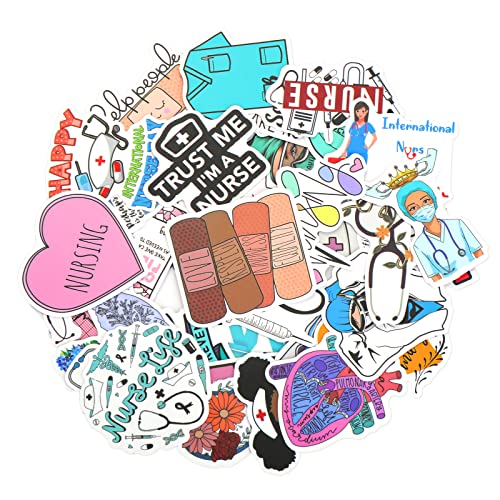 50Stück Krankenschwester Aufkleber Anime Tag Der Krankenschwester Aufklebe Motivations Aufkleber Vinyl Wasserdichte Aufkleber Für Laptop Skateboard Wasserflaschen Telefon Gitarre Telefon Fahrrad