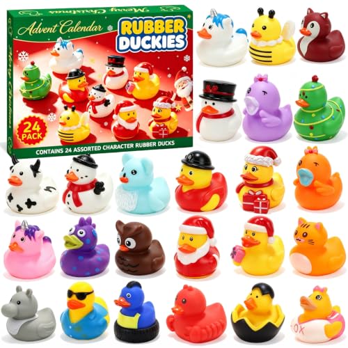 Enten Adventskalender 2026 für Kinder, 24 bunte Badeenten