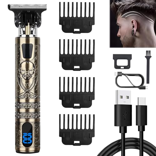 XkuiHF Hair Clipper Haarschneidemaschine, Haartrimmer für Männer – Professioneller Barttrimmer mit LED-Display, 4 Aufsätzen (1.5-4mm), wasserdicht, kabellos für präzise Konturen & Rasur
