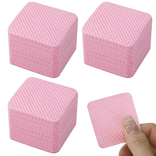 300 Stück Nagellackentferner Pads, Fusselfreie Nägel Wattepads für Nägel Nagellackentferner Lint Free Nail Wipes Cleaner Gelnägel - Rosa