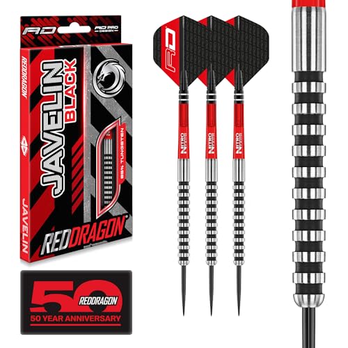RED DRAGON Javelin Black Series Profi Dartpfeile Steeldarts Setmit Flights und Schäfte (24.00, Gramm)
