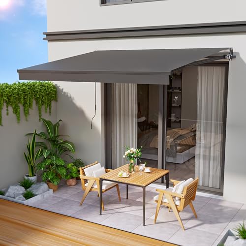 HOMEDEMO Gelenkarmmarkise Markise mit Handkurbel, 300x250cm, Anthrazit, Sonnenmarkise Terrassenmarkise Winkel Einstellung(5-60°), Balkon Markisen mit Wasserdichter Beschichtung inkl. Wandhalterung