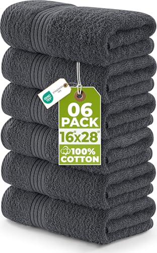 Utopia Towels - Premium Handtücher - 100% gekämmte, ringgesponnene Baumwolle, ultraweich und sehr saugfähig, Dicke Handtücher 41 x 71 CM's, hochwertige Handtücher (6er-Pack, Grau)