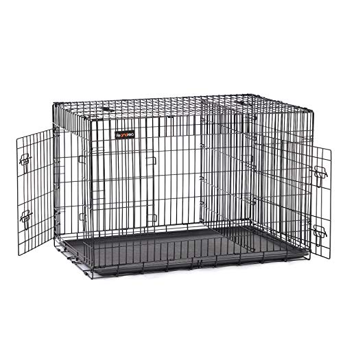 Feandrea Hundekäfig, Hundebox, zusammenklappbar, transportabel, 2 Türen, 122 x 74,5 x 80,5 cm, schwarz PPD48BK