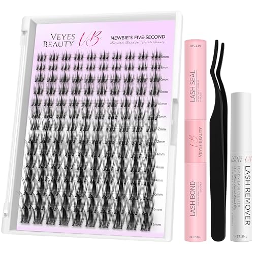 VEYESBEAUTY Wimpern Extensions Set 5-Sekunden-Wimperncluster Cluster Lashes DIY Cluster Wimpern Wimpernverlängerung Falsche Wimpern Lash Bond And Seal Falsche Wimpern (Manga Kit, 8-18mm)