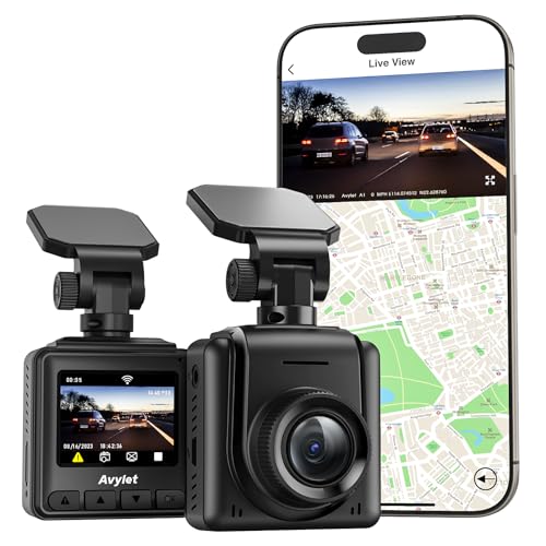 Avylet Dashcam Auto WiFi 2K, Mini Vorne Autokamera Unterstützt externes GPS-Modul, 1.5