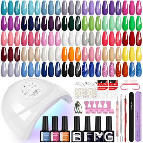 Phoenixy 36+4 Stk. U V Nagellack Set mit Lampe 48W Gel Nägel Set Gelnägel Starterset Geschenk Für Frauen
