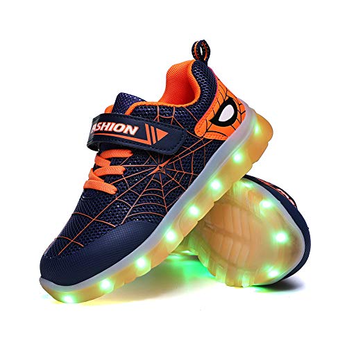 YUNICUS Kleinkindschuhe Jungen - Kinder Sneakers Ultra Breathable Mesh Leichte Tennisschuhe für Jungen Mädchen (blau-orange 26 EU)