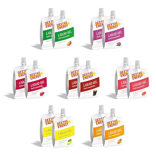 Dextro Energy Liquid Gel Mix Pack - 14x60ml (14er Pack) - Energielieferant mit Zusatz von Natrium, Koffein oder Vitaminen