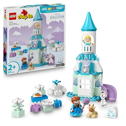 LEGO DUPLO │ Disney Annas und Elsas Party im Eispalast - Frozen Spielzeug mit ELSA Figur, Lichtstein & Zubehör - Kleinkinder Motorikspielzeug ab 2 Jahren - Minifiguren für Mädchen und Jungen - 10455