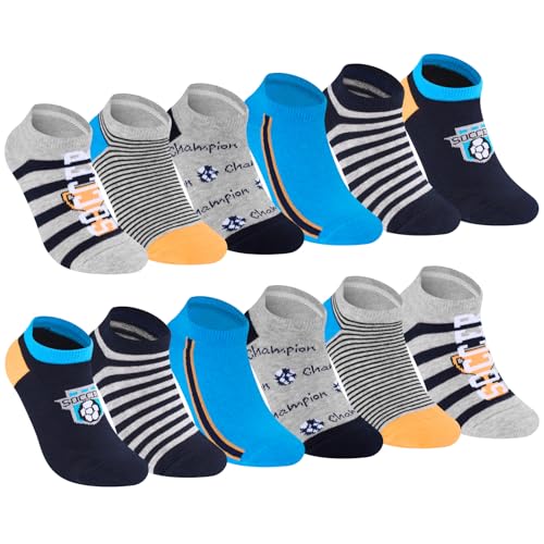 Cirorld Sneaker Kinder Socken, 6 Paar Sportsocken Jungen,Fussball Baumwolle Schulkind Socken, Bunte Kindersocken für Alltag und Sport 35-38