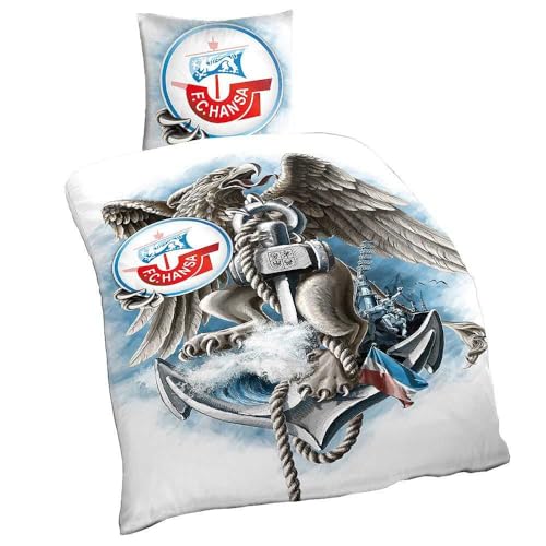 F.C. Hansa Rostock Bettwäsche - Greif - 2-teilig 135 x 200 cm im Jutebeutel FCH