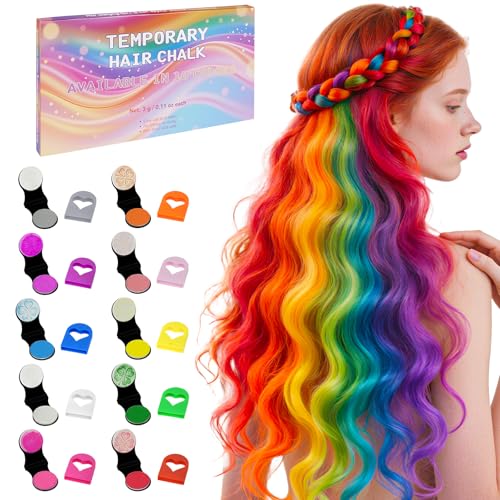 BUTBU Haarkreide für Mädchen Set, 10 Farben Auswaschbare-haarkreide für Kinder, Mitgebsel Kindergeburtstag, für Frauen-kinder Hochzeiten Make-Up Weihnachten Geburtstagsparty, Sicher & Sanft Geeignet