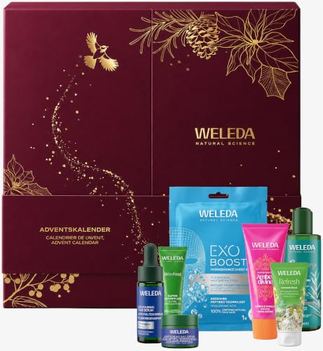WELEDA Bio Adventskalender 2026 - XMAS Gesichtspflege & Körperpflege Set | Naturkosmetik Unisex Weihnachtskalender Self-Care Advent Geschenk, 24 Beauty Skin Care Überraschungen für Frauen & Männer