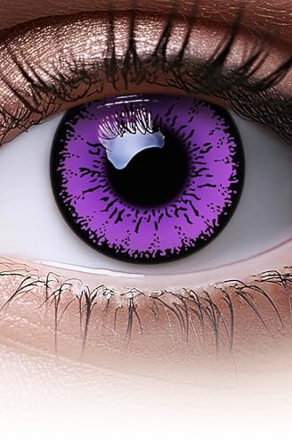 MERALENS Halloween lila farbige Kontaktlinsen Purple Flower, 2 Stück (1 Paar), Ohne Sehstärke, Kontaktlinse farbig für Cosplay, Karneval, Fasching, Anime, Kostüm ohne Stärke