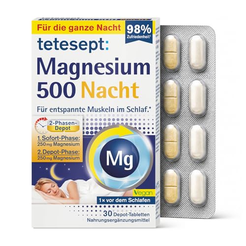 tetesept Magnesium 500 Nacht, Nahrungsergänzungsmittel, 30 Tabletten