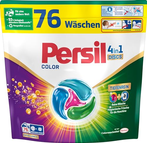 Persil Color 4in1 DISCS 76 Waschladungen, Waschmittel mit Tiefenrein Technologie, Colorwaschmittel für reine Wäsche und hygienische Frische für die Maschine