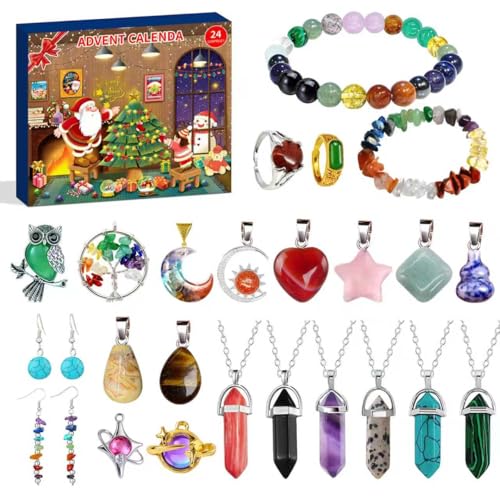Adventskalender Kinder 2025, 24 Teiliger Schmuck Adventskalender 2025, Adventskalenders Teenager Mächen mit Halskette Ring Armband und Ohrringen Geschenk für Mädchen Frauen (Mehrfarbig)