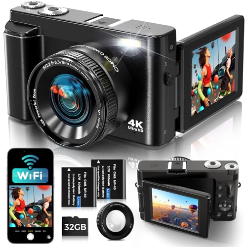 Digitalkamera 4K mit WiFi 64MP Kompakte Digitalkamera mit 3