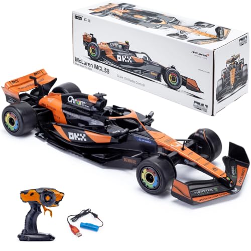 McLaren F1 Ferngesteuertes RC Auto MCL38 (Maßstab 1:14) – 2,4GHz Fernsteuerung – Offiziell Lizenziertes McLaren Rennwagen-Modell – Fahrer: Lando Norris & Oscar Piastri – Formel 1 Drive to Survive