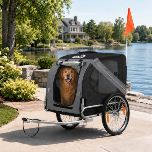 zoomundo Fahrradanhänger Hundeanhänger für Hunde-Transport Silver Frame (Dunkelgrau/Schwarz)