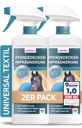PLINTEX® Pferdedecken Imprägnierspray 2x580ml schonend & geruchsfrei - Pferdedecke Imprägnierung Spray für Outdoordecke, Regendecke & Zubehör - Pferd Decken Imprägnierspray