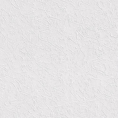Rasch Tapete 126933 - Weiße Tapete aus Papier mit Struktur und Putz-Optik - 10,05m x 0,53m (LxB)