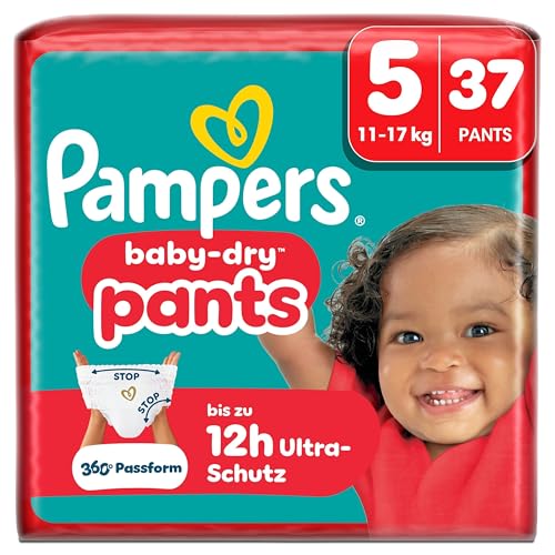 Pampers Baby-Dry Pants Größe 5, 37 Stück, 11kg-17kg, 360° auslaufsichere Passform für Tag und Nacht