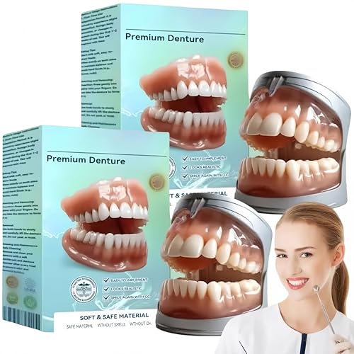 Sepremium-Vollprothesen, flexible Vollprothesenlösung von Generation, erstklassiges, individuelles Prothesen-Set mit künstlichen Zähnen, für Männer und Frauen, ideal, weich und bequem (2 STÜCK)