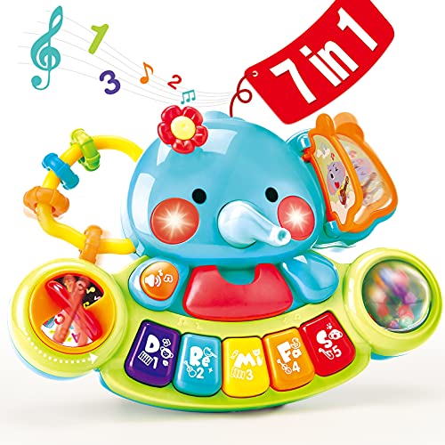 Hahaland Baby Spielzeug ab 6 Monate Mädchen Jungen, Elefant Musikspielzeug | Motorikspielzeug, Musikinstrumente, Licht Klang, Kinder Keyboard, Babyspielzeug ab 1 Jahr