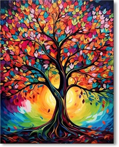 Gutluz Malen nach Zahlen Kinder ab 9 Jahre Baum des Lebens - paint by numbers Adult - Malen Nach Zahlen Leinwand Pinsel - Malen-Nach-Zahlen Erwachsene Klein