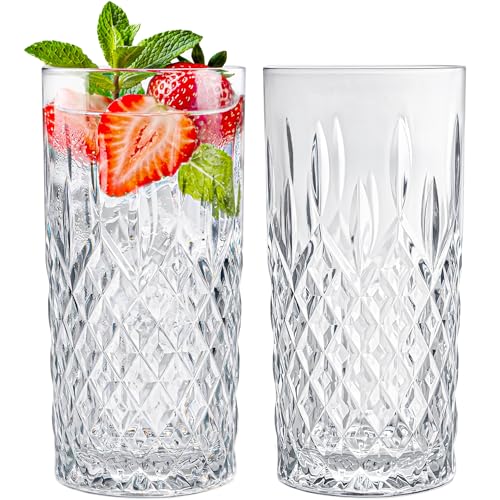 Konzept 11 Gläser Set 12-teilig, Trinkgläser Set 300ml transparent, Wassergläser, geriffelte Gläser für Saft, Wasser, Party, Garten, Cocktailgläser