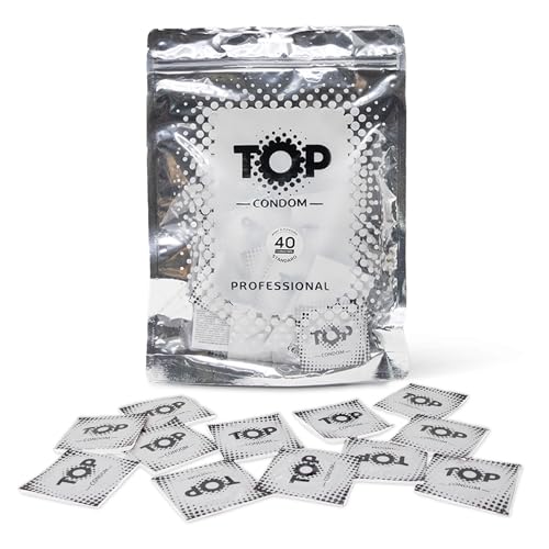 TOP Kondome 40 Stück Packung, Standard, natürlich und gefühlsecht, aus Latex, mit Reservoir, Durchmesser 53 mm, für Männer