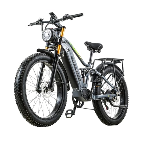 Doppelter Motor 190/95 N.m E Bike elektrofahrräder Herren Damen, Ebike 48V 20Ah Akku bis 120km, 26x4 Zoll Electric Bike 7-Gang Getriebe mit LCD-Display Vollfederung E Fahrrad (RX80 Einzelmotor)