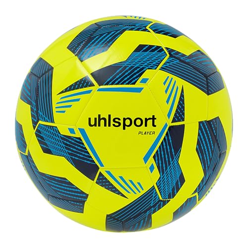 uhlsport Player Fußball Fussball Ball für Erwachsene - Größe 5, Fluo gelb/Marine/Cyan