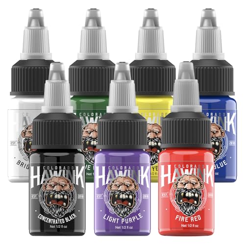 HAWINK Tattoo Farbe Ink Set 0.5oz(15ml) 7 Bottles Tattoo Zubehör Kit TI203EU-15-7