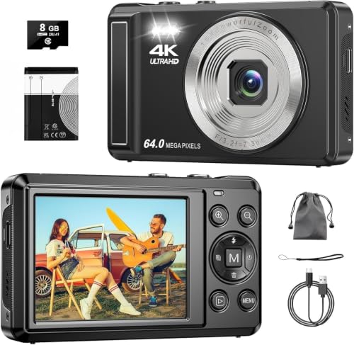 Digitalkamera 4K 64MP, 2.8 Zoll UHD Autofokus Kamera fotokamera