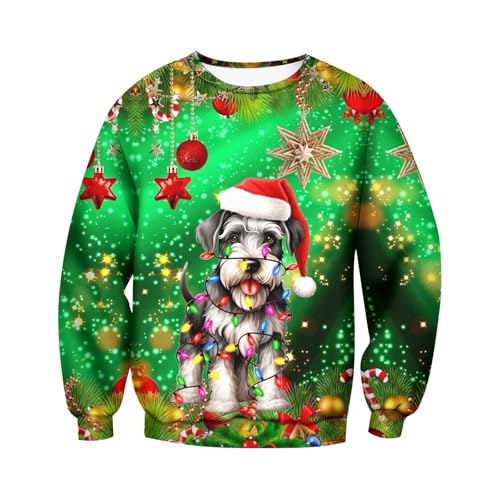 Generisch Lustige Weihnachtspullover Herren Weihnachts Sweatshirt Hässlicher Sweatshirts Ugly Christmas Sweater Weihnachten 3D Druke Rundhals Pullover Weihnachtsshirt Langarm Festlich Winterpullover