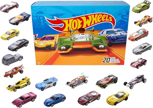 Hot Wheels Autos Set, 20er Pack, Verschiedene Modelle von Spielzeugautos, Maßstab 1:64, mit realistischen Details, Auto Spielzeug, Stile variieren, Spielzeug ab 3 Jahre, V6697