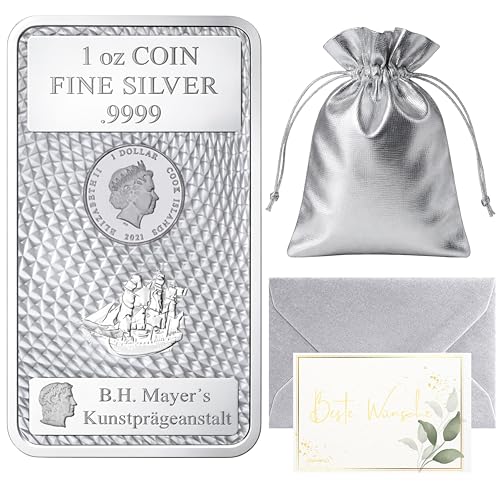 Goldschulz Cook Islands Silber Münzbarren Silberbarren 999,9 Feinsilber - Geschenkset + Echtheitszertifikat (31,1g Silber)