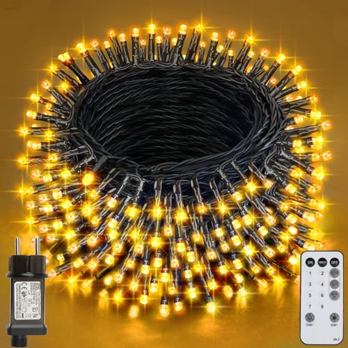 LED Lichterkette Innen Außen, 320LEDs & 41.2M Lichterkette Weihnachtsbaum, 8 Modi IP44 Wasserdicht Fairy Lights mit Fernbedienung und Timer, für Weihnachten, Garten, Party, Hochzeit - Warmweiß