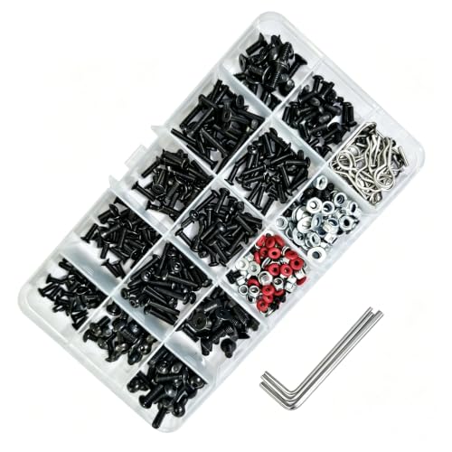 YijiaLink 500-Stücke Universal RC Auto Schraubensatz Schrauben Sortiment Set Hardware Fasteners Kompatibel mit Axial Redcat HPI Arrma Losi 1/8 1/10 1/12 1/16 Scale RC Cars Trucks Crawler