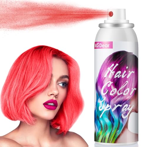 Temporäre Haarfarbe Spray für Kinder Erwachsene, 100ML Temporäre lebendige Schattierungen, abwaschbar Haarfarbe Spray Haarfärbemittel für Party, Halloween, Weihnachten, Rot Haarspray