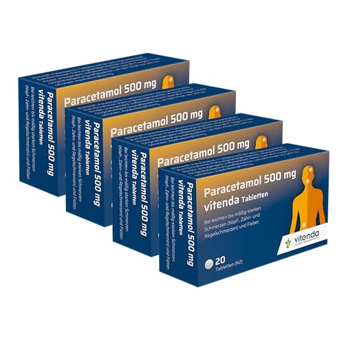 Vitenda Paracetamol 500 mg Tabletten 4x20 Stück - Der gut verträgliche Klassiker hilft gegen Schmerzen und Fieber