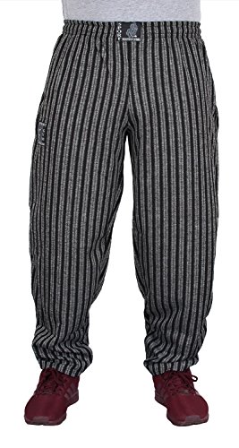 ESRA Bodybuilding Hose Herren Bodybuilder Hose Sporthose lang Herren Fitness Hose Jogginghose Herren grau Sport-Hose Fitnesshose gestreift SP01